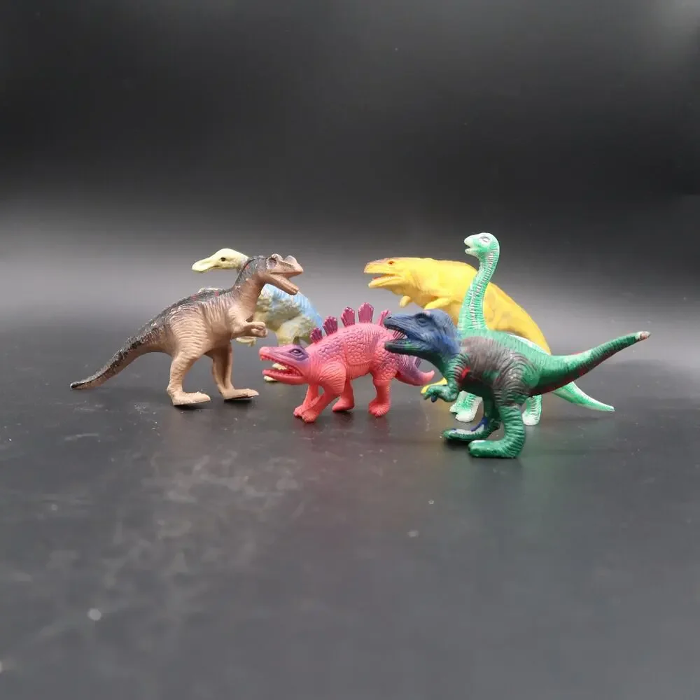 Dinosaur Toys Set of 6 Plastic Rubber Velociraptor Brontosaurus Chinasaur Vtg